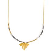 Handgemaakte Lange Hanger Ketting - Natuurstenen kralen - Leaf - Blad - Goud - Dames - Lieve Jewels