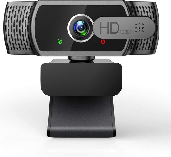 Webcam EYONMÉ - Webcam pour PC - Caméra avec Microphone et Cache - Windows et Mac - HD - 1080P - 2MP