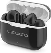 LEDWOOD LD-T06-BLK-WHI - CAPELLA T06 TWS earphones met oplaadcase en superbass, zwart/wit