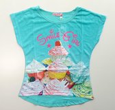T-shirt meisjes shirt kinderkleding cupcake turquoise maat 152/158