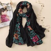 Emilie scarves - sjaal - Ibiza sjaal - geborduurd - zwart