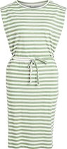 Vila Jurk Vifuma S/l Stripe Belt Dress 14069271 Cameo Green/cloud Dancer Dames Maat - M