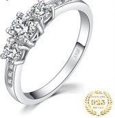 Sterling Zilveren S925 9-Steens Cubic Zirconia Ring 17mm