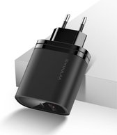 Zwarte Kuulaa 36W oplader met usb-C en usb-A poort - Power Delivery / QC 3.0