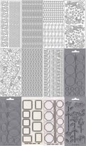 Peel-Off Stickervellen Set nr.22 - 12 Stuks - Lijnen, Hoeken en Ornamenten - Zilverkleurig