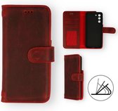 HB Hoesje Geschikt voor Samsung Galaxy S21 Plus Rood - Lederen Portemonnee Book Case