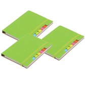 Paquet de 6x morceaux de cahiers/cahiers d'école A5 couverture rigide lignée - vert - Avec stylo