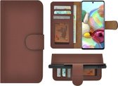 Hoesje Geschikt voor Samsung Galaxy A72 - Bookcase - A72 Wallet Book Case Echt Leer Bruin Cover