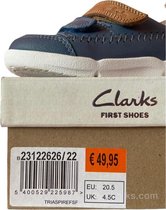 Clarks - Jongens - Kinderschoenen met Klittenband - Leer - Blauw - Bruin - Maat 20.5