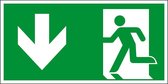 Nooduitgang bord pijl beneden - plexiglas - E001 Zonder afstandhouders 200 x 100 mm