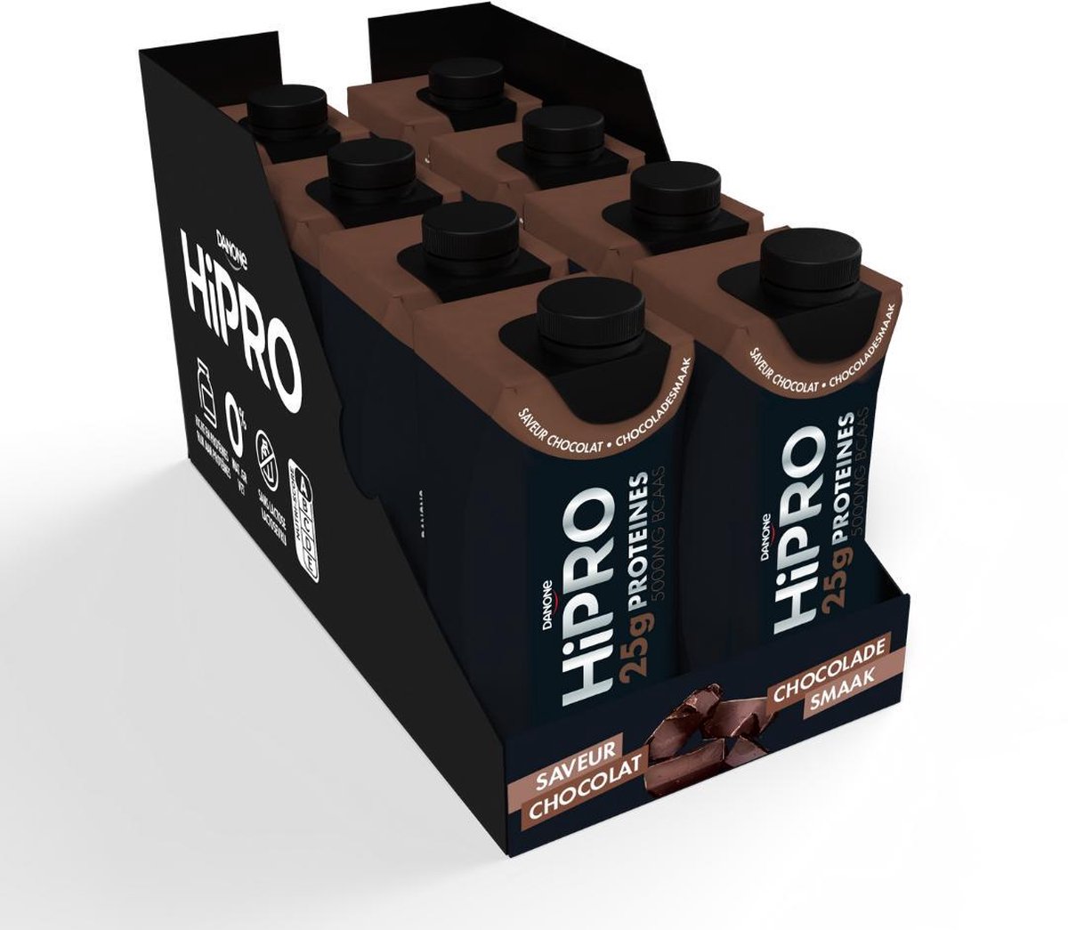Danone - HiPRO Proteïne Drank Chocolade - Eiwitshake / Proteine shake - 25 gram eiwit per fles - 8 stuks (330 ml)