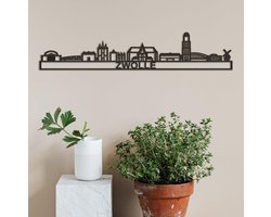 Skyline Zwolle (mini) Zwart Mdf Wanddecoratie Voor Aan De Muur Met Tekst City Shapes