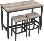 Segenn's Bullward bartafel set - met 2 barkrukken - hoge tafel - Industrieel design - 120 x 60 x 90 cm -  greige zwart