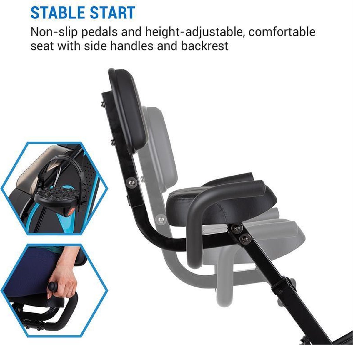 Afbeelding 2 van Azura Full Body Comfort hometrainer handfiets 7,5 kg vliegwielmassa riemenaandrijving