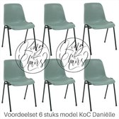 King of Chairs -set van 6- model KoC Daniëlle lichtgrijs met zwart onderstel. Kantinestoel stapelstoel kuipstoel vergaderstoel tuinstoel kantine stapel stoel kantinestoelen stapels