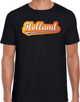 Zwart t-shirt Holland met Nederlandse wimpel Nederland supporter voor heren tijdens EK/ WK XXL