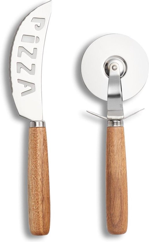 Planche à pizza ronde en bois d'acacia avec poignée - 30 x 40 x 1,5 cm