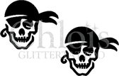 Chloïs Glittertattoo Sjabloon 5 Stuks - Pirate Skull - Duo Stencil - CH5304 - 5 stuks gelijke zelfklevende sjablonen in verpakking - Geschikt voor 10 Tattoos - Nep Tattoo - Geschik