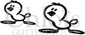 Chloïs Glittertattoo Sjabloon 5 Stuks - Cute Birdie - Duo Stencil - CH1803 - 5 stuks gelijke zelfklevende sjablonen in verpakking - Geschikt voor 10 Tattoos - Nep Tattoo - Geschikt