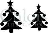 Chloïs Glittertattoo Sjabloon 5 Stuks - Christmas Tree - Duo Stencil - CH8806 - 5 stuks gelijke zelfklevende sjablonen in verpakking - Geschikt voor 10 Tattoos - Nep Tattoo - Gesch