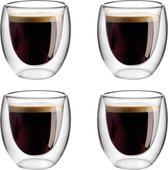 Espressokopjes 80ml - Dubbelwandig - 4-delige set