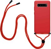 FONU Siliconen Backcase Hoesje Met Koord Samsung Galaxy S10 Plus - Rood