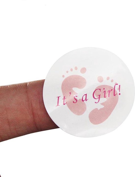 DW4Trading Stickervel It's A Girl - Sluitstickers - Ø 3 cm - 100 Stuks - Roze