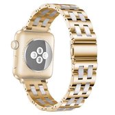 Voor Apple Watch 5 & 4 44 mm / 3 & 2 & 1 42 mm roestvrij staal + kunststof horlogebandje (roze)