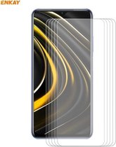 Voor Xiaomi Poco M3 5 STKS ENKAY Hat-Prince 0.26mm 9H 2.5D Gebogen Rand Gehard Glas Film