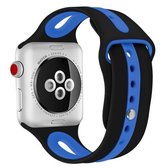 Voor Apple Watch Series 6 & SE & 5 & 4 40 mm / 3 & 2 & 1 38 mm Tweekleurige siliconen open horlogeband (zwart + blauw)