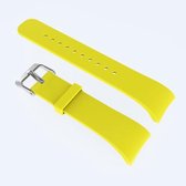 Effen kleur lederen polsband horlogeband voor Galaxy Gear Fit2 R360 (geel)
