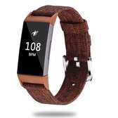 Voor Fitbit Charge 3 horloge Nylon canvas band Plastic connector Lengte: 21 cm (bruin)