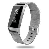 Voor Fitbit Charge 3 horloge Nylon canvas band Plastic connector Lengte: 21 cm (grijs)