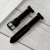 Voor OPPO horloge 46 mm visgraten handhechting lederen vervangende band horlogeband (zwart)