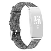 Voor Fitbit Inspire HR nylon canvas riem Metalen connector Maat: groot formaat (donkergrijs)