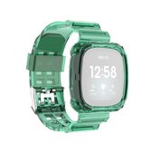 Voor Fitbit Versa 3 / Fitbit Sense Transparante TPU-band uit één stuk, maat: vrije maat (groen)