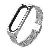 Mijobs metalen band voor Geschikt voor Xiaomi Mi Band 3 & 4 & 5 schroefloze gespstijl roestvrij stalen armband polsbandjes Vervang accessoires, host niet inbegrepen (zilver)