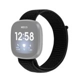 Voor Fitbit Versa 3 vervangende nylon lus horlogeband (zwart)