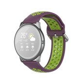 Voor Geschikt voor Xiaomi Haylou Solar LS05 siliconen sport tweekleurige riem, maat: 22 mm (paars limoen)