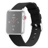 Voor Apple Watch Series 5 en 4 44 mm / 3 en 2 en 1 42 mm D-stijl canvas polsband (zwart)