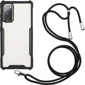 Voor Samsung Galaxy S20 acryl + kleur TPU schokbestendig hoesje met nekkoord (zwart)