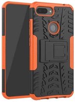 Schokbestendige pc + TPU-bandpatroonhoes voor Xiaomi Mi 8 Lite, met houder (oranje)