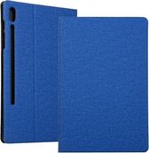 Voor Samsung Galaxy Tab S7 T870 (2020) Spanning Stretch Stof Textuur Horizontale Flip Leren Case met Houder (Blauw)