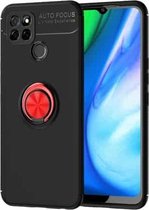 Voor OPPO Realme V3 metalen ringhouder 360 graden roterende TPU-hoes (zwart + rood)
