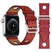 Modieuze enkele cirkel drie gaten lederen horlogeband voor Apple Watch Series 3 & 2 & 1 38 mm (rood)