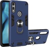 Voor Motorola Moto E7 2 in 1 Armor Series PC + TPU beschermhoes met ringhouder (koningsblauw)