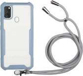 Voor vivo Y50 / Y30 acryl + kleur TPU schokbestendig hoesje met nekkoord (melkgrijs)