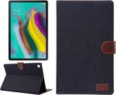 Voor Samsung Galaxy Tab A7 T505 Denim Texture PC Horizontale Flip lederen beschermhoes met houder & kaartsleuven & portemonnee & fotolijst & slaap- / wekfunctie (zwart)