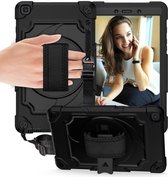 Voor Samsung Tab A 8.0 (2019) / T290 360 graden rotatie draaitafel Contrast kleur Robot schokbestendig siliconen + pc beschermhoes met houder (zwart)