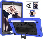 Contrasterende kleur siliconen + pc-combinatiehoes met houder voor iPad mini 3 (donkerblauw + zwart)